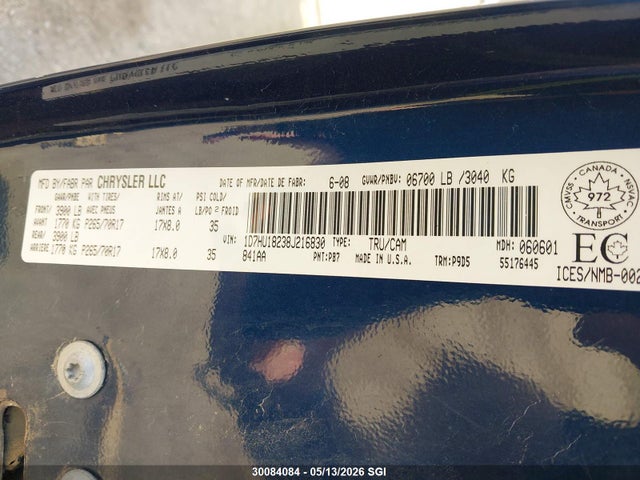 Aukcja sprzedaży 2008 Dodge Ram 1500 St/slt, vin: 1D7HU18238J216830, numer aukcji: 30084084