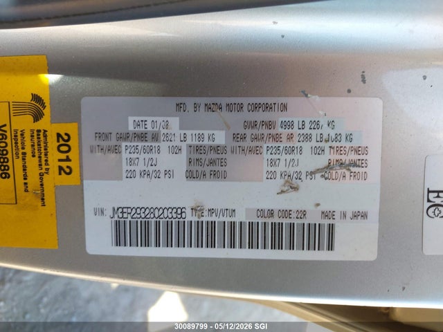 Aukcja sprzedaży 2008 Mazda Cx-7, vin: JM3ER293280203396, numer aukcji: 30089799
