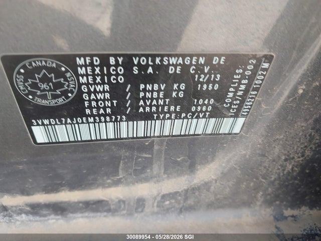 Продаж на аукціоні авто 2014 Volkswagen Jetta Tdi, vin: 3VWDL7AJ0EM398773, номер лоту: 30089954