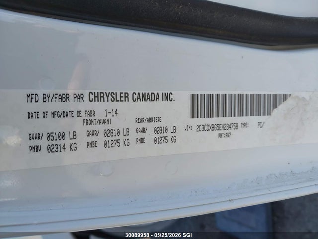 30089958 :رقم المزاد ، 2C3CDXBG5EH234758 vin ، 2014 Dodge Charger Se مزاد بيع