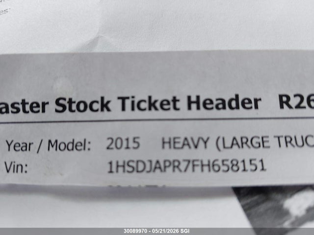 30089970 :رقم المزاد ، 1HSDJAPR7FH658151 vin ، 2015 International Prostar مزاد بيع