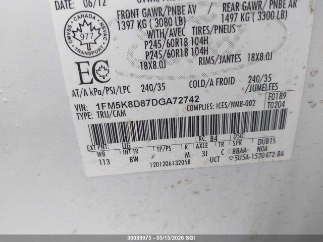 Продаж на аукціоні авто 2013 Ford Explorer Xlt, vin: 1FM5K8D87DGA72742, номер лоту: 30089975