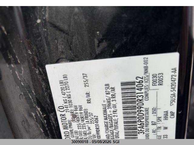 Продажа на аукционе авто 2013 Ford Fusion Titanium, vin: 3FA6P0D99DR314062, номер лота: 30090018