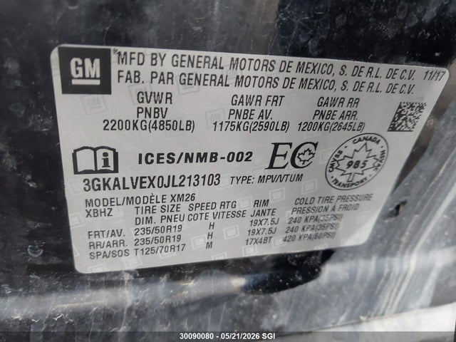 3GKALVEX0JL213103 GMC Terrain Slt