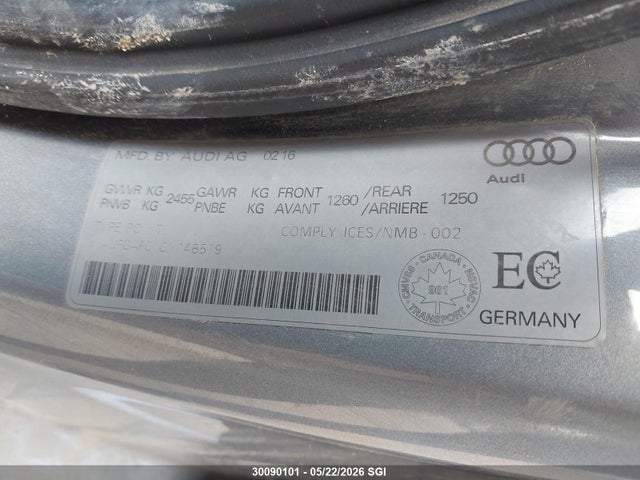Aukcja sprzedaży 2016 Audi A6 Premium Plus, vin: WAUFGAFC1GN148519, numer aukcji: 30090101