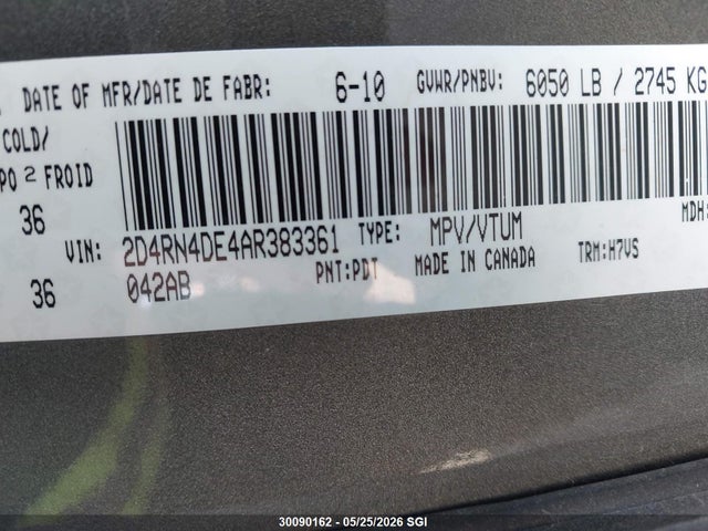 Aukcja sprzedaży 2010 Dodge Grand Caravan Se, vin: 2D4RN4DE4AR383361, numer aukcji: 30090162