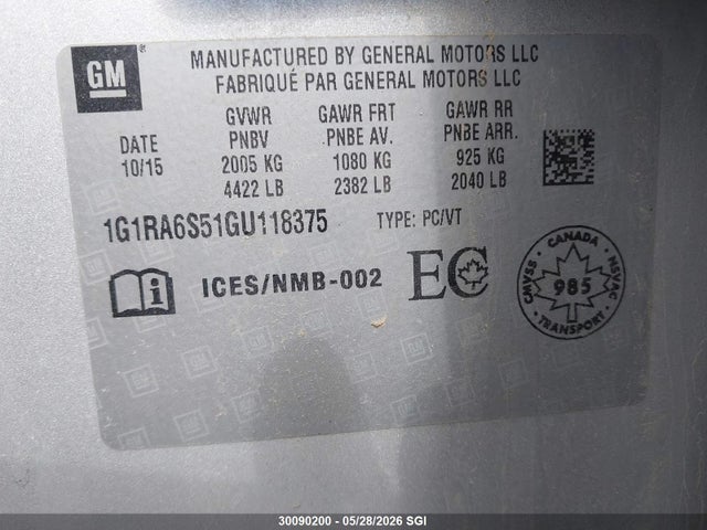 Chevrolet VOLT LT 2016 1G1RA6S51GU118375 Image 9