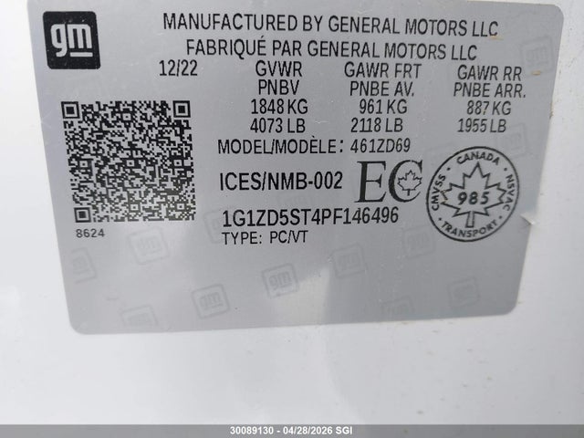 1G1ZD5ST4PF146496 Chevrolet MALIBU LT
