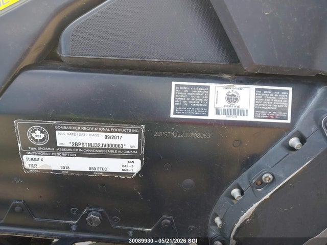 Ski-Doo Snowmobile Expert 850 2018 2BPSTMJ32JV000063 Image 9
