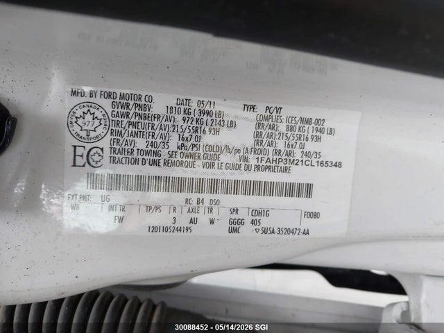 Продажа на аукционе авто 2012 Ford Focus Sel, vin: 1FAHP3M21CL165348, номер лота: 30088452