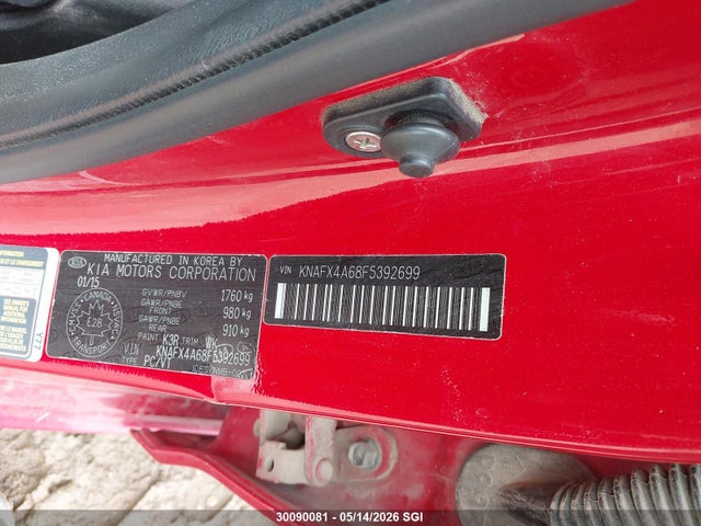 KNAFX4A68F5392699 KIA FORTE LX