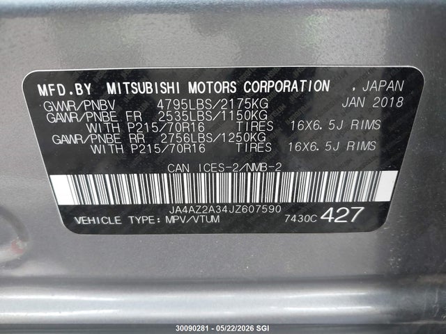 JA4AZ2A34JZ607590 Mitsubishi Outlander Es