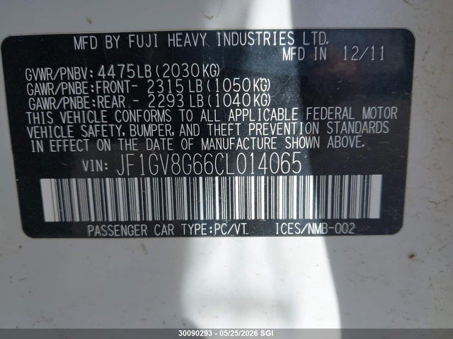 Продаж на аукціоні авто 2012 Subaru Impreza Se, vin: JF1GV8G66CL014065, номер лоту: 30090293