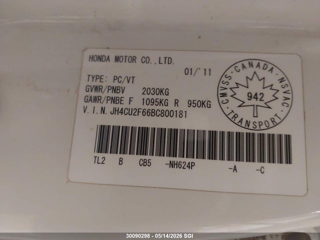 Продажа на аукционе авто 2011 Acura Tsx, vin: JH4CU2F66BC800181, номер лота: 30090298