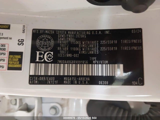 Aukcja sprzedaży 2024 Toyota Corolla Cross Xle, vin: 7MUDAABG8RV091856, numer aukcji: 30089978