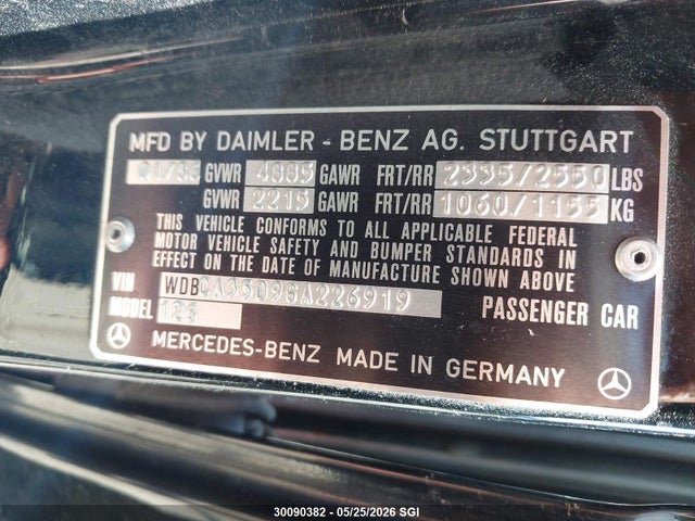 30090382 :رقم المزاد ، WDBCA35D9GA226919 vin ، 1986 Mercedes-benz 420 Sel مزاد بيع