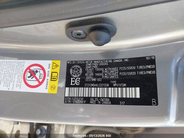 2020 Lexus Rx 350 F Sport მანქანა იყიდება აუქციონზე, vin: 2T2YZMDAXLC221338, აუქციონის ნომერი: 30090266
