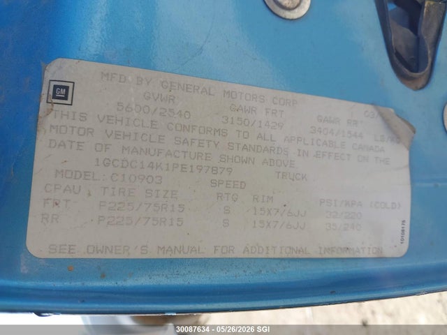 Продажа на аукционе авто 1993 Chevrolet Gmt-400 C1500, vin: 1GCDC14K1PE197879, номер лота: 30087634