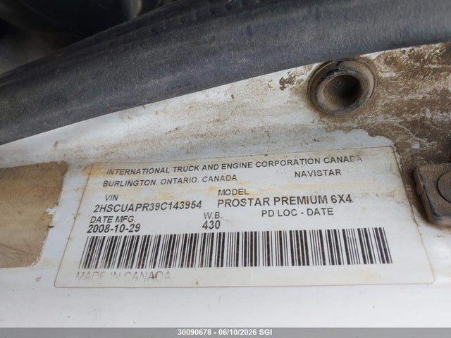 Продаж на аукціоні авто 2009 International Prostar Premium, vin: 2HSCUAPR39C143954, номер лоту: 30090678