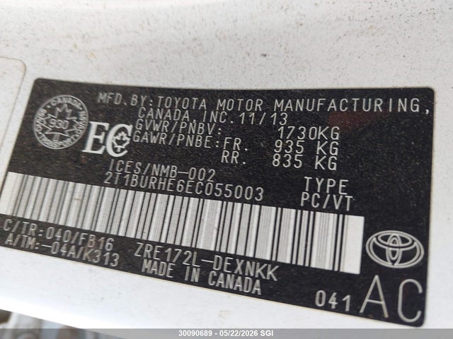 Продаж на аукціоні авто 2014 Toyota Corolla L/le/le Pls/prm/s/s Pls, vin: 2T1BURHE6EC055003, номер лоту: 30090689