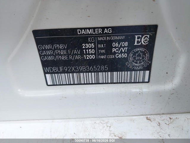 Продаж на аукціоні авто 2009 Mercedes-benz E 300 4matic, vin: WDBUF92X39B365285, номер лоту: 30090739