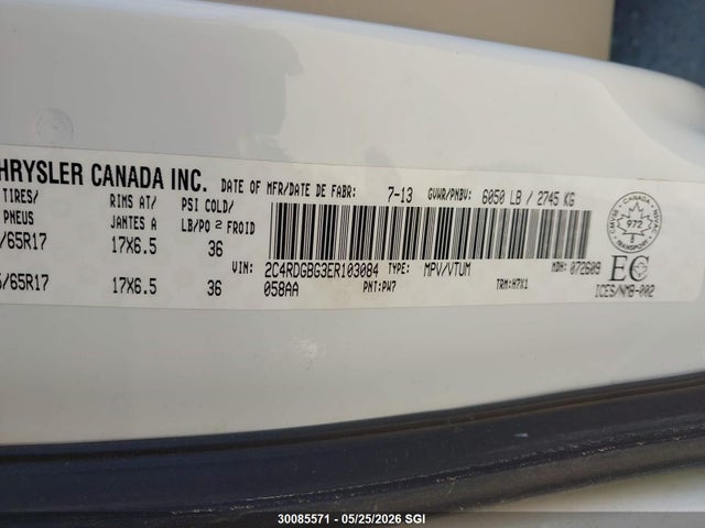 Aukcja sprzedaży 2014 Dodge Grand Caravan Se/sxt, vin: 2C4RDGBG3ER103084, numer aukcji: 30085571
