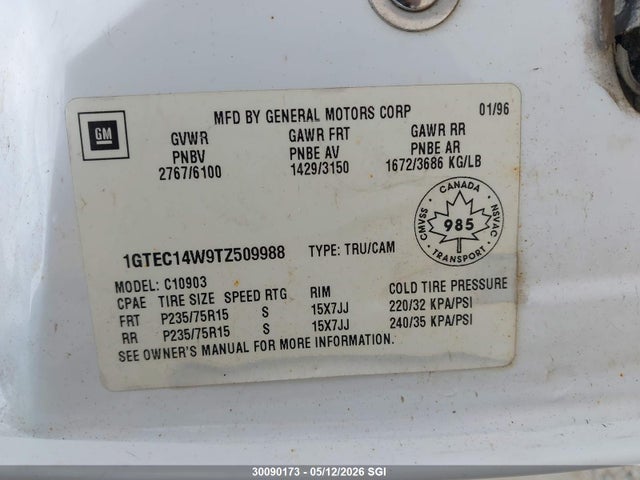 Aukcja sprzedaży 1996 Gmc Sierra C1500, vin: 1GTEC14W9TZ509988, numer aukcji: 30090173