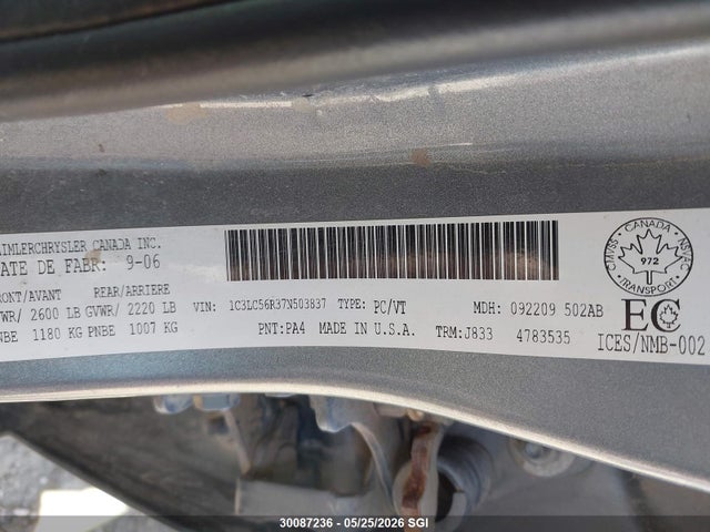 Aukcja sprzedaży 2007 Chrysler Sebring Touring, vin: 1C3LC56R37N503837, numer aukcji: 30087236