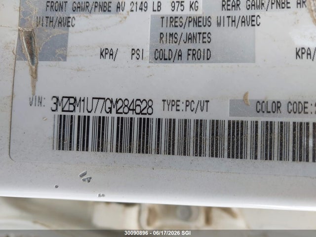 3MZBM1U77GM284628 Mazda 3 SPORT