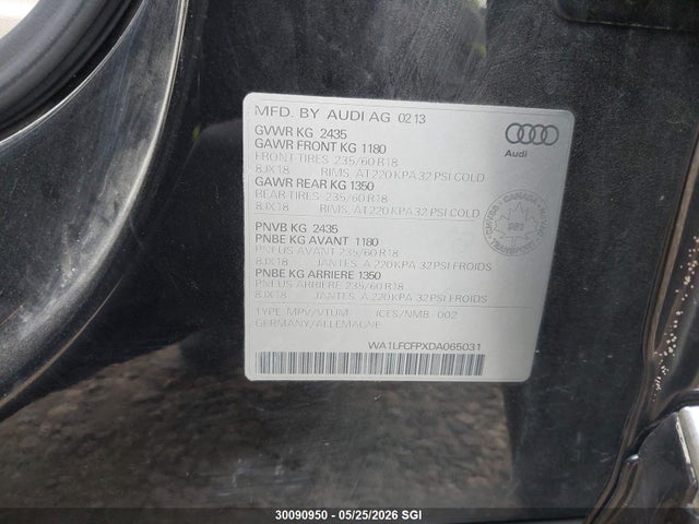 Aukcja sprzedaży 2013 Audi Q5 2.0t Premium, vin: WA1LFCFPXDA065031, numer aukcji: 30090950