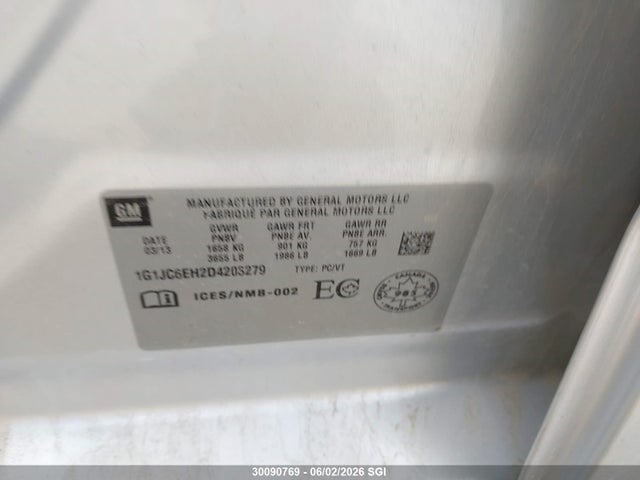 30090769 :رقم المزاد ، 1G1JC6EH2D4203279 vin ، 2013 Chevrolet Sonic Lt مزاد بيع