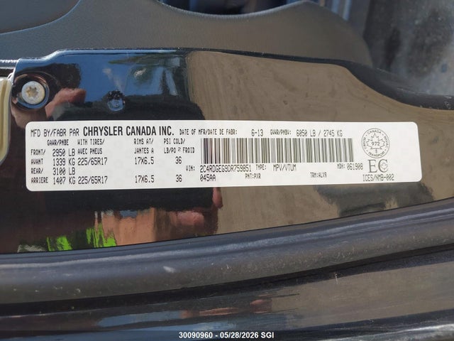 2013 Dodge Grand Caravan R/t მანქანა იყიდება აუქციონზე, vin: 2C4RDGEG9DR759851, აუქციონის ნომერი: 30090960