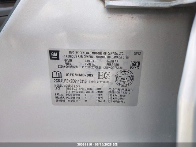 GMC Terrain Sle 2014 2GKALREK2E6113316 Image 9