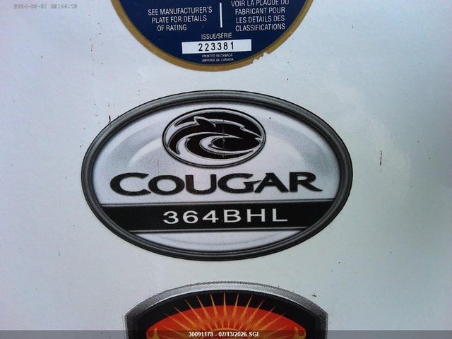 4YDF36429L2504147 Keystone Trailer Cougar 364bhl