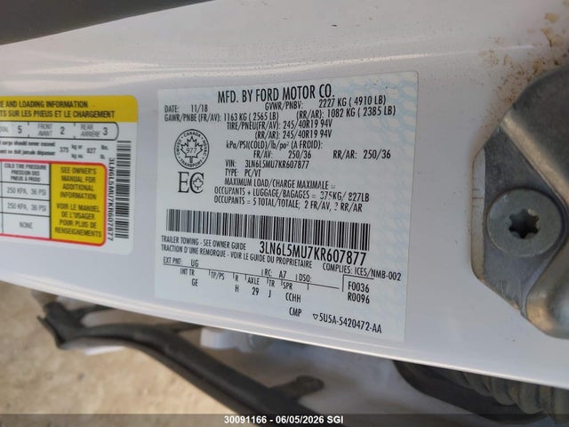 3LN6L5MU7KR607877 Lincoln Mkz Reserve Ii
