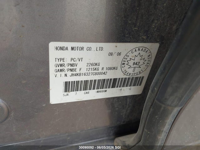 Продажа на аукционе авто 2007 Acura Rl, vin: JH4KB16327C800042, номер лота: 30090092