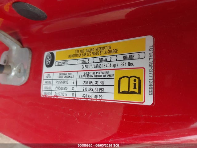 2007 Chevrolet Cobalt Lt მანქანა იყიდება აუქციონზე, vin: 1G1AL15F377134655, აუქციონის ნომერი: 30089920