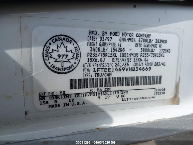 Продажа на аукционе авто 1997 Ford Econoline E150, vin: 1FTEE1469VHB34669, номер лота: 30091292