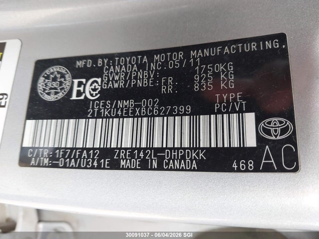 Продаж на аукціоні авто 2011 Toyota Matrix, vin: 2T1KU4EEXBC627399, номер лоту: 30091037