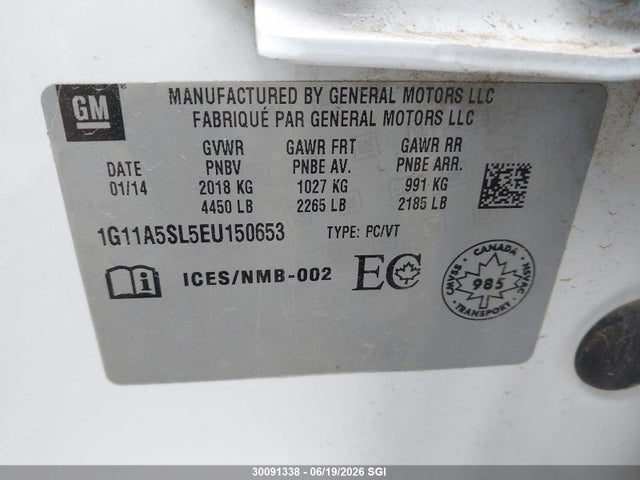 Chevrolet MALIBU LS 2014 1G11A5SL5EU150653 Image 9