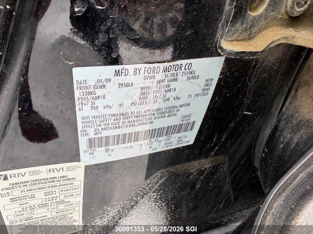 Продаж на аукціоні авто 2009 Lincoln Mkx, vin: 2LMDU88CX9BJ09936, номер лоту: 30091353