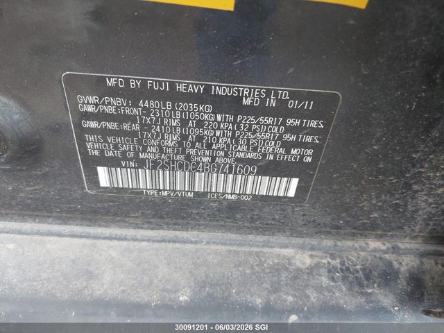 Продаж на аукціоні авто 2011 Subaru Forester 2.5x Premium, vin: JF2SHCDC4BG741609, номер лоту: 30091201
