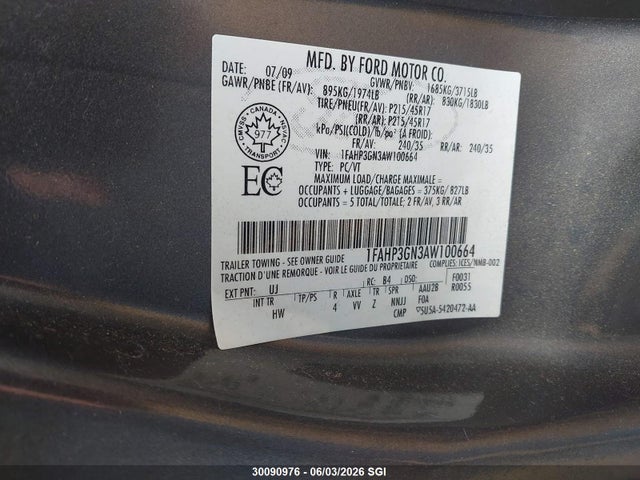 Auction sale of the 2010 Ford Focus Ses, vin: 1FAHP3GN3AW100664, lot number: 30090976