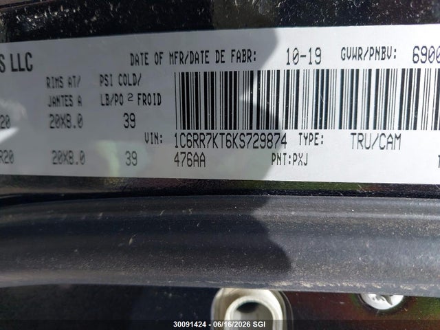 RAM 1500 Classic Tradesman 2019 1C6RR7KT6KS729874 Image 10
