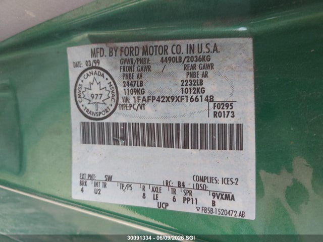 Aukcja sprzedaży 1999 Ford Mustang Gt, vin: 1FAFP42X9XF166148, numer aukcji: 30091334