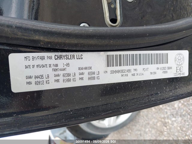 30091494 :رقم المزاد ، 1B3HB48A39D214991 vin ، 2009 Dodge Caliber Sxt مزاد بيع