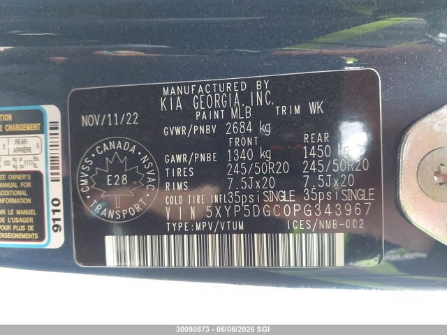 Продажа на аукционе авто 2023 Kia Telluride Sx/sx X-line/sx X-pro/sx Prestige/sx Prest X-ln/sx Prest X-pro, vin: 5XYP5DGC0PG343967, номер лота: 30090873