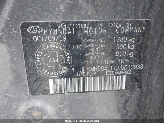 Aukcja sprzedaży 2020 Hyundai Elantra Sel/value/limited, vin: KMHD84LF0LU013938, numer aukcji: 30082704