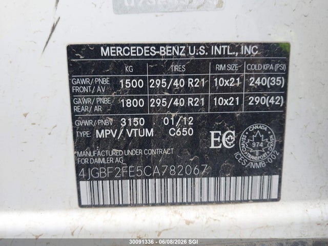 Aukcja sprzedaży 2012 Mercedes-benz Gl 350 Bluetec, vin: 4JGBF2FE5CA782067, numer aukcji: 30091336