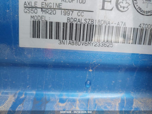 Aukcja sprzedaży 2021 Nissan Sentra Sr, vin: 3N1AB8DV6MY233625, numer aukcji: 30091606